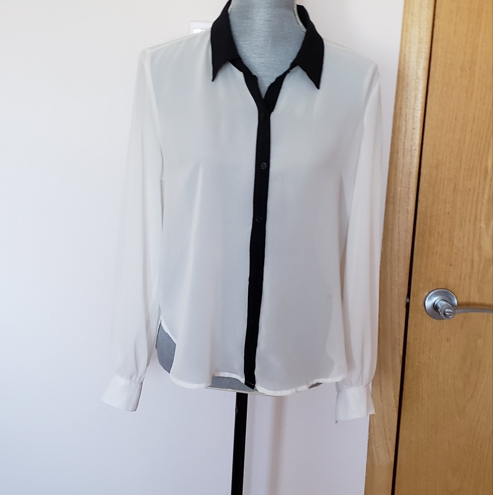 Ralph Lauren White and Black Blouse
